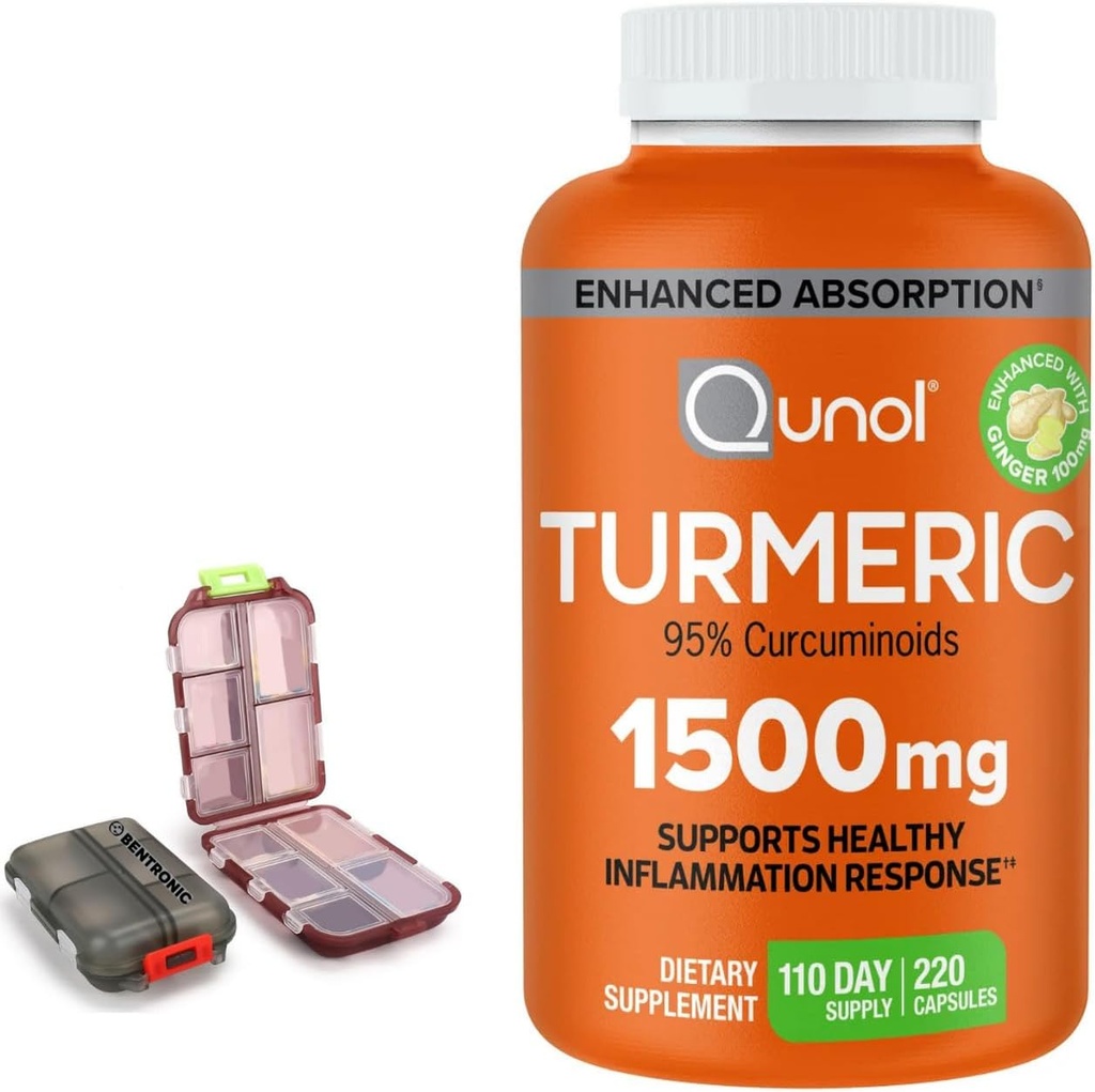 Kurkum 1500mg täiendus, 95% kurkuminoidid, 220 kapslit (110-päevane tarne) kahe (2) reisipillidega.