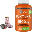 Kurkum 1500mg täiendus, 95% kurkuminoidid, 220 kapslit (110-päevane tarne) kahe (2) reisipillidega.