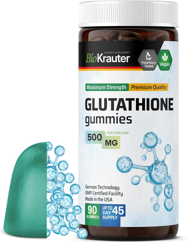 BIO KRAUTER L-Glutatioonikummid - 500 mg - 90 vegan närimist - vähendatud glutatiooni lisand - antioksüdantide lisand