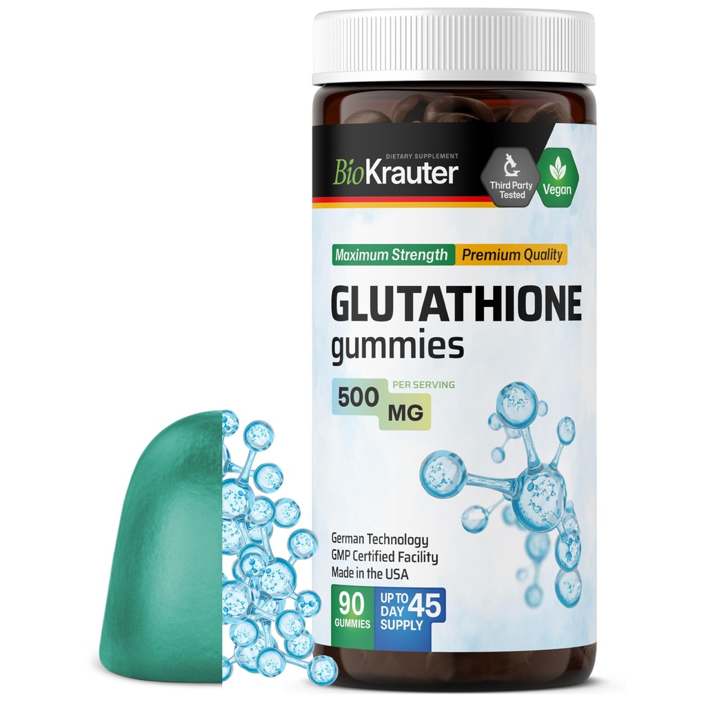 BIO KRAUTER L-Glutatioonikummid - 500 mg - 90 vegan närimist - vähendatud glutatiooni lisand - antioksüdantide lisand
