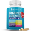 Immuunsüsteemi tugi 8 in 1 kapslid - Tsingi lisand, D3-vitamiin, C-vitamiin ja Elderberry - Immuunsüsteemi lisand koos Echinacea, Ingveri juure ja kurkumiga