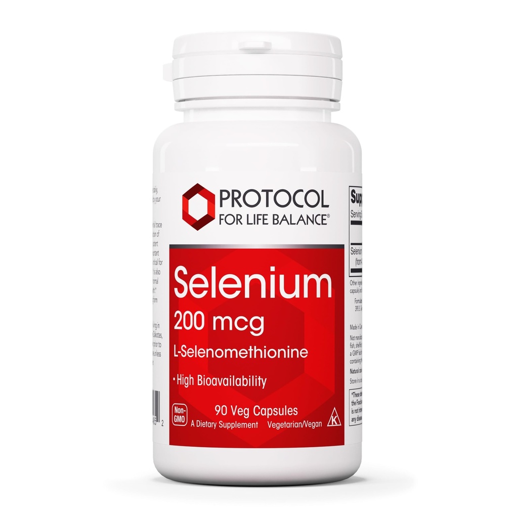 Protokoll Selenium 200mcg - Immuunsüsteemi tugi, kilpnäärme ja eesnäärme tervis * - Selenium Supplements - Vegetarian, Kosher & Halal - 90 Veg Caps