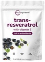 Puhas Trans-Resveratrooli pulber E-vitamiiniga, 5 Ounce, 2 in 1 valem, mikroniseeritud pulber paremaks imendumiseks, Premium Resveratrooli lisand, Super Antioksüdant