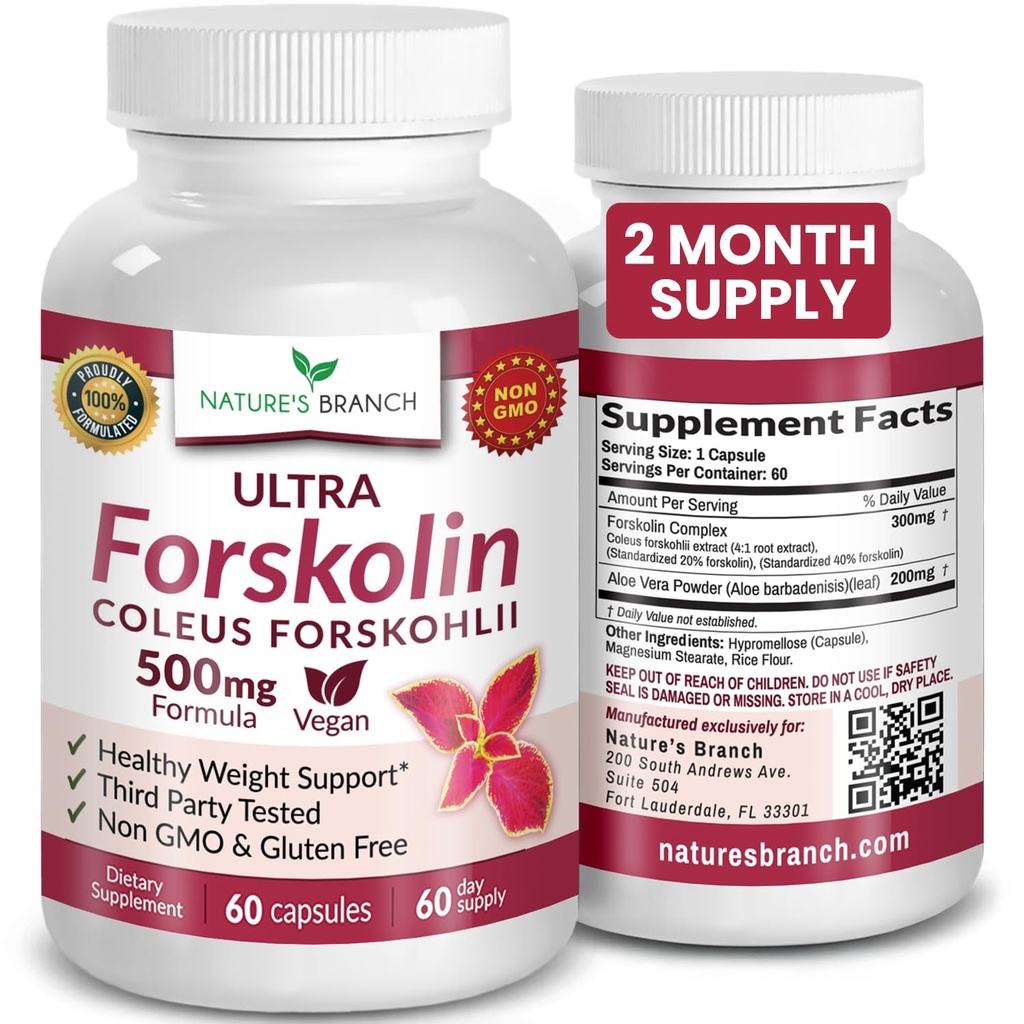 Ultra Pure Forskolin kaalujälgimiseks Maksimaalne tugevus | Coleus Forskohlii juure ekstrakti pulber, 40% standardiseeritud Lean Supplement meestele ja naistele | Premium Extreme Boost Complex - 60 kapslit