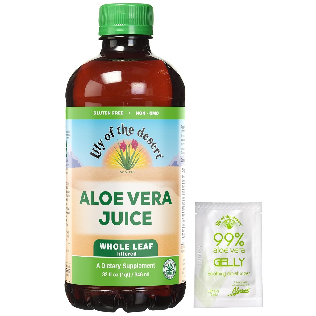 Lily of the Desert Aloe Vera Juice - Terve lehe filtreeritud Aloe Vera jook, GMO-vaba Aloe mahl looduslike seedeensüümidega soolestiku tervise jaoks, kõhu leevendamine, heaolu, hõõguv nahk, 32 Fl Oz.