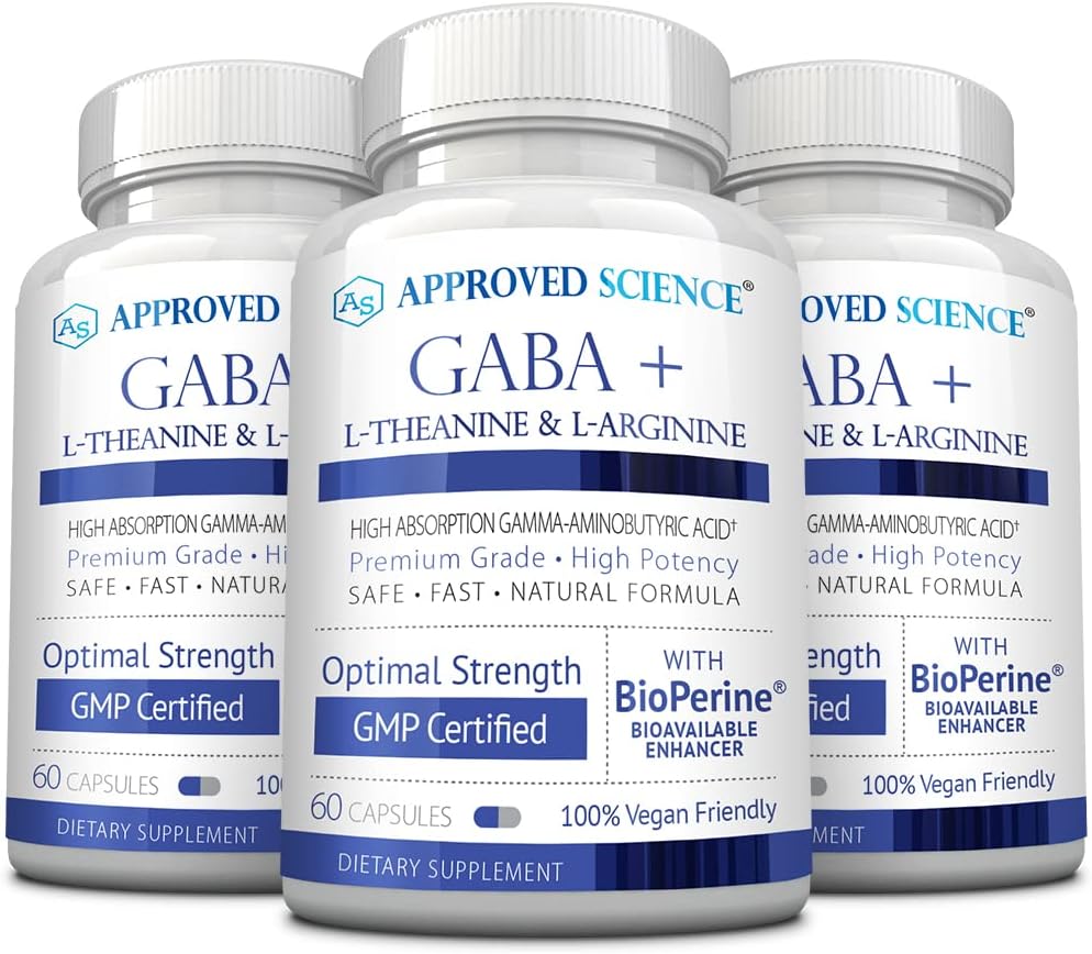 Heakskiidetud teadus GABA+ - Rahulikkuse edendamine, une parandamine, meeleolu suurendamine - GABA, L-teaniin, L-arginiin, B6-vitamiin, bioperiin - kõrge imendumine - 180 kapslit - vegan
