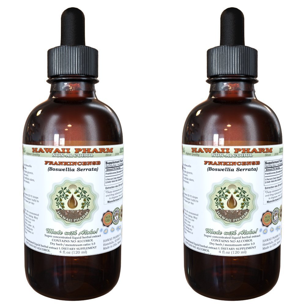 Frankincense Alkoholivaba vedelik ekstrakt, Frankincense (Boswellia Serrata) Kuivatatud vaik Glycerite Hawaii Pharm Looduslik Taimne täiendus 2x4 oz