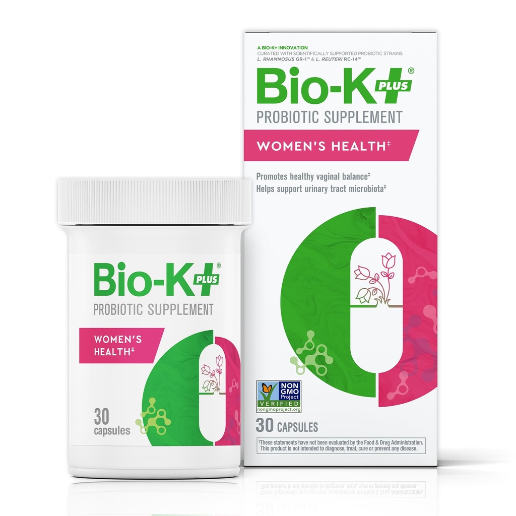 Bio K + naiste tervis - probiootiline täiendus naistele toetab vaginaalset ja kuseteede tervist 2 miljardi CFU 2 tüvega, vaginaalsed probiootikumid naistele - 30 kapslit