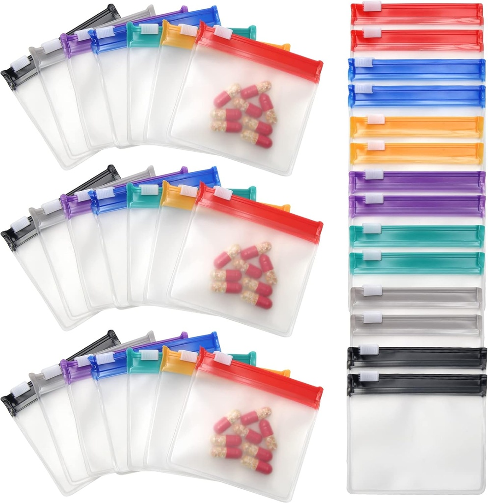 35 & 70 tükki Pill Pouch kotid Zippered, Anglecai korduvkasutatavad Pill Pouch for Medicine kotid Portable Self Sulgemine Reisimeditsiini paketid Slide Lock Drug Baggies (35)
