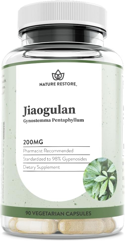 Jiaogulan Extract Supplement, Meie Gynostemma Pentaphyllum on standardiseeritud 98 protsenti Gypenosides, Natural AMPK Activator, Non GMO, Gluteenivaba, 90 Gynostemma kapslid, Vegan
