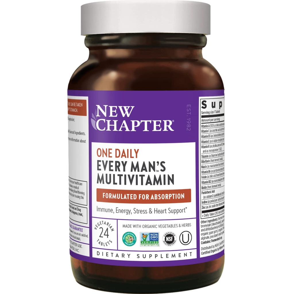 Uus peatükk Meeste multivitamiinid + immuun-, energia- ja stressitoetus - iga inimese üks päev fermenteeritud probiootikumide ja täistoitudega + D3-vitamiin + B6 & B12 + orgaanilised mitte-GMO koostisosad - 24 ct