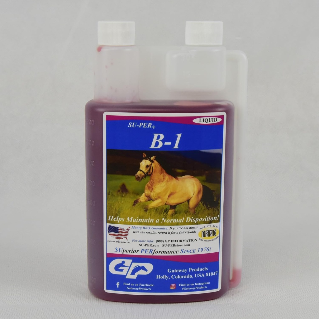 SU-PER B-1 Horse Calming Supplement - Hobuste Vitamiin B-1 Toetab Hobuste Calmer Vedelik - Isuvõimendaja Lisa Hobustele - 1 Quart, (2 Pack)