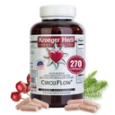 Kroegeri ürditooted, Circu Flow, Hawthorni täiendus südame toetamiseks, igapäevane ringluse täiendamine, soodustab südame-veresoonkonna funktsiooni Hawthorn Berry, Non-GMO, 270 kapslit, valmistatud USA-s