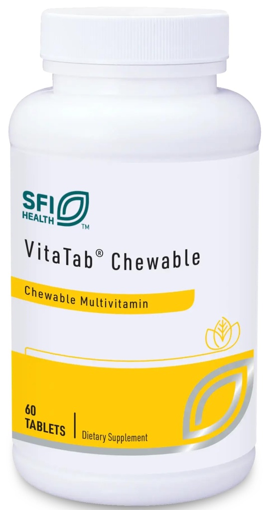 Klaire Labs SFI Health VitaTab näritav - multivitamiin 24 elutähtsa toitainega lastele ja täiskasvanutele, looduslik kirsi-oranž maitse, kunstlike värvide, maitsete või säilitusainete puudumine (60 tabletti)