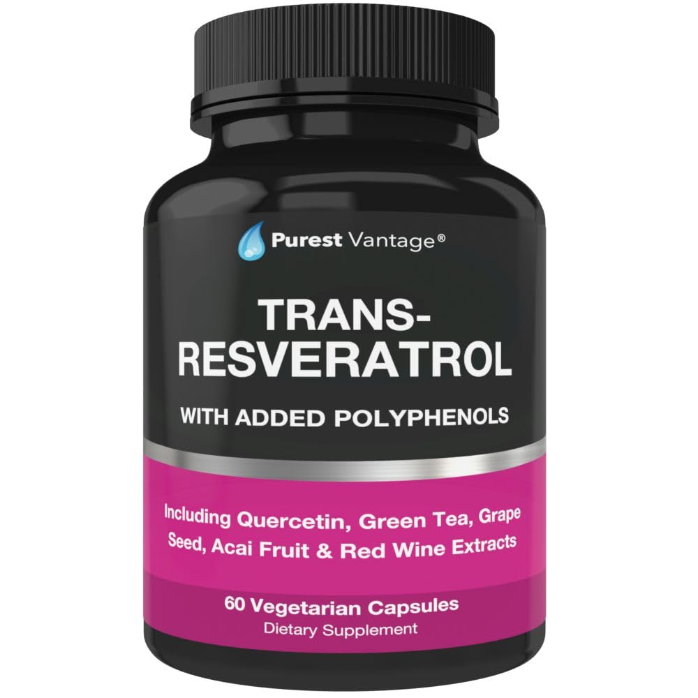 Resveratrooli lisand - tugev 1400mg valem koos trans-resveratrooli, kvertsetiini, viinamarjaseemne, rohelise tee, acai ja punase veini ekstraktiga - 60 köögiviljakapslit