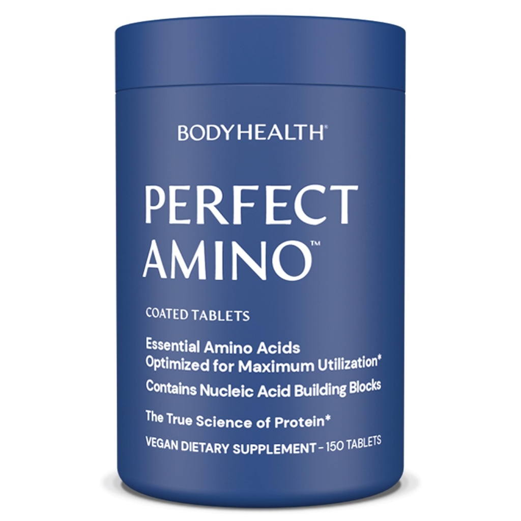 BodyHealth PerfectAmino (150 ct) Kergesti neelatavad tabletid, olulised aminohapete lisand BCAA-dega, Veganproteiin enne / pärast treeningut ja lihaste taastumine lüsiini, trüptofaani, leutsiini, metioniiniga