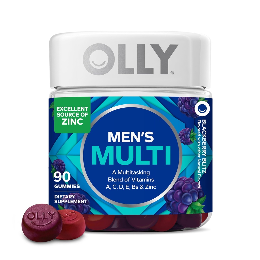 OLLY meeste multivitamiini kumm, vitamiinid A, C, D, E, B, tsink, Blackberry Maitse, 45 päeva pakkumine - 90 krahv