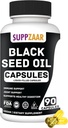Vegan Black Seed Oil 1000mg. Külmpressitud must köömneseemneõli immuunsuse, struktuuri, naha ja seedimise jaoks Mitte-GMO, Gluteeni ja želatiini vaba - 45 serveerimist, 90 vedelat täidetud kapslit