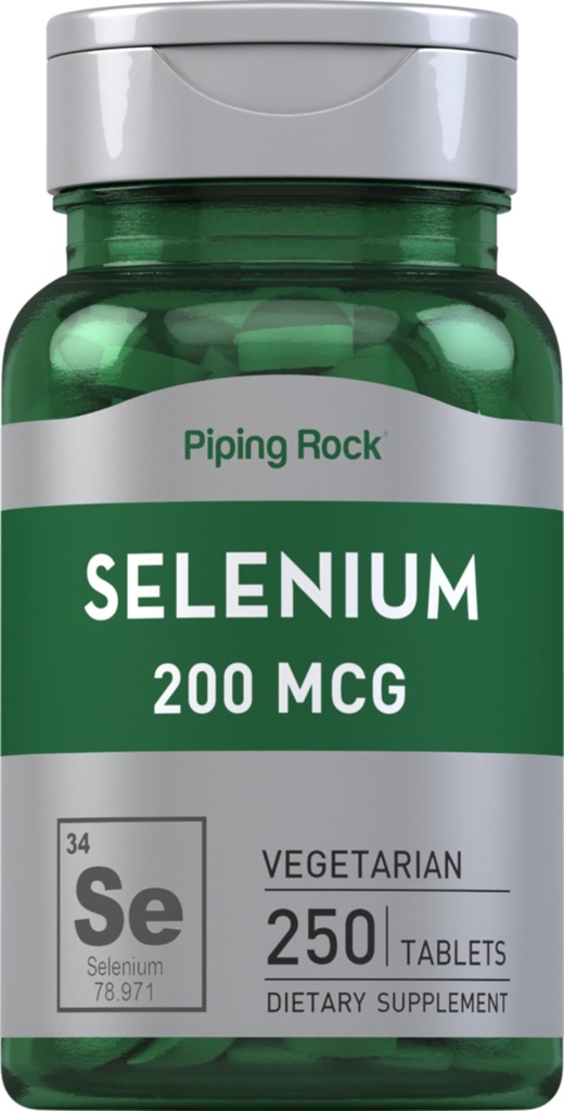 Piping Rock Selenium 200mcg | 250 tabletti | Taimetoitlane, mitte- GMO & Gluteenivaba Suppleemnt