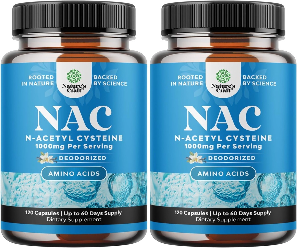 NAC Supplement N-atsetüül Cysteine 1000mg - Vegan High Absorption Non-Smelly NAC 1000mg Kapslid Glutatiooni Prekursor Maksa puhastamiseks Detox & Repair Plus Kopsu tervise ja immuunsuse tugi (4 kuud)