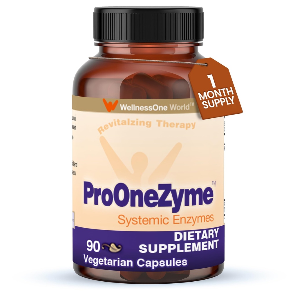 WellnessOne ProOneZyme seedeensüümide toidulisandid - süsteemsed proteolüütilised ensüümid seedimiseks, soolestiku terviseks, gaaside leevendamiseks ja puhumiseks - sisaldab bromelaiini, nattokinaasi, proteaasi ja rohkem - 90 kapslit