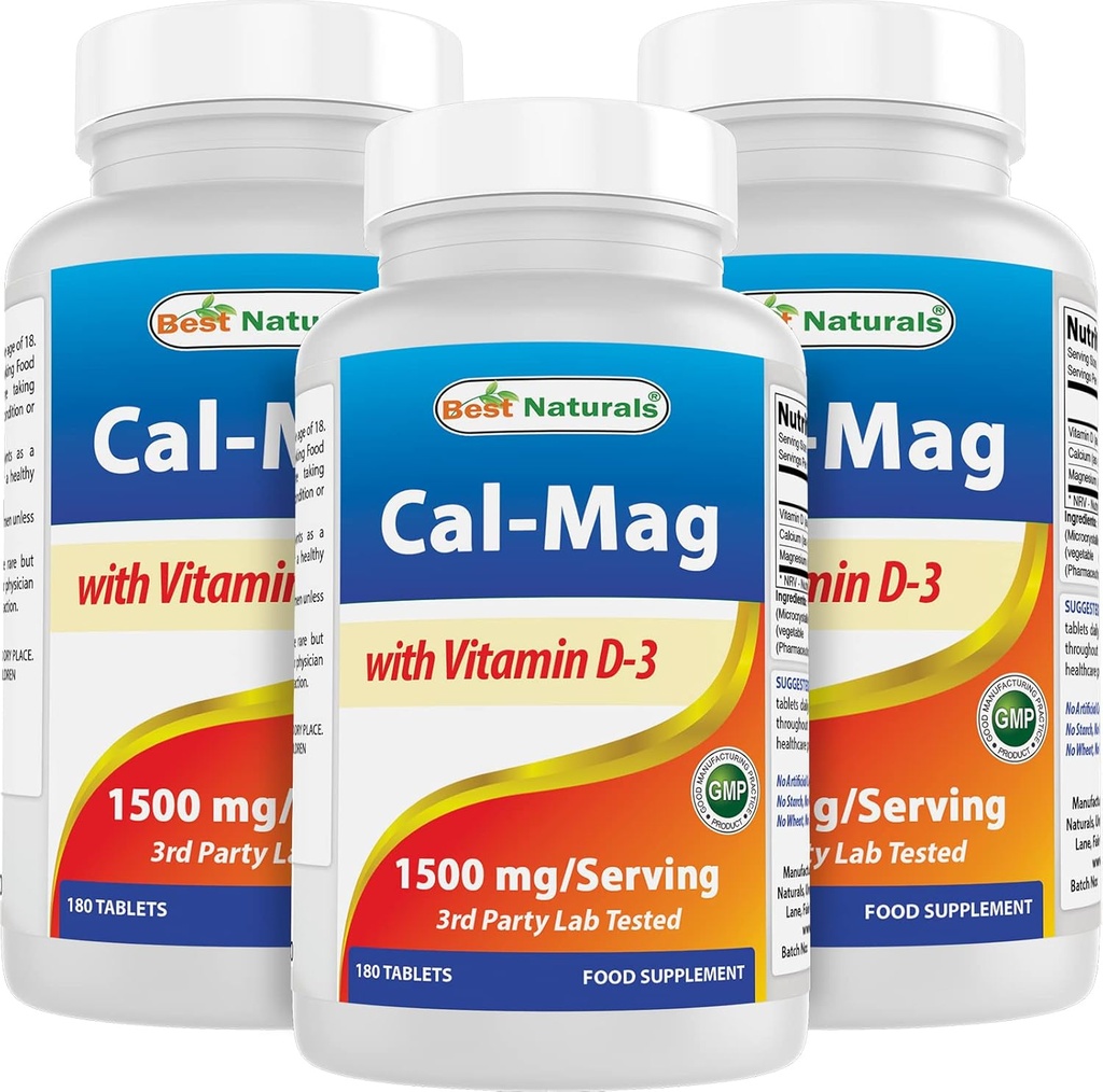 Parim looduslik kaltsium Magneesium vitamiiniga D3 1500mg, mis serveerib 180 tabletti (180 arvu (3 pakendit))