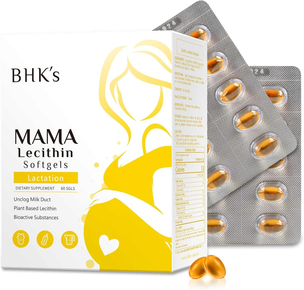 BHK on Mama letsitiin Softgels, Unclog Rinnakuhjad Sujuv Rinnaga Toitmine, Täiendus Rasedus, Vältida ummistunud piima kanalid, 60 softgels, 2-nädalane pakkumine