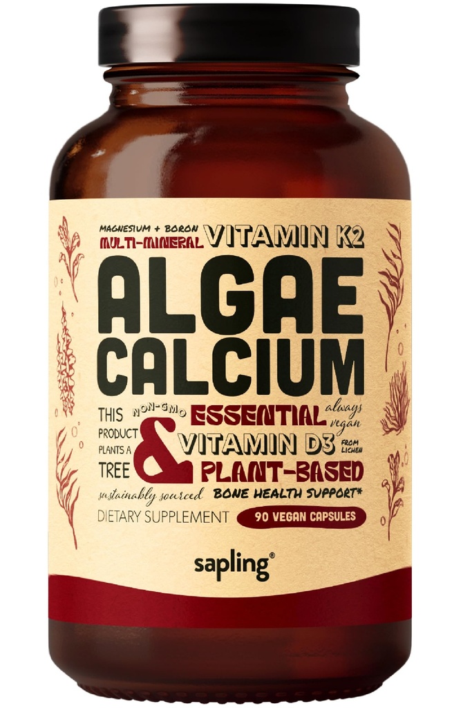 Kaltsiumilisand - kogu toit vitamiiniga K2 & D3, magneesium, tsink, boor, mineraalkompleks. Säästvalt punasest vetikast. Luu tugevuse ja toetuse jaoks. Non- GMO & Vegan 90 kapslid.