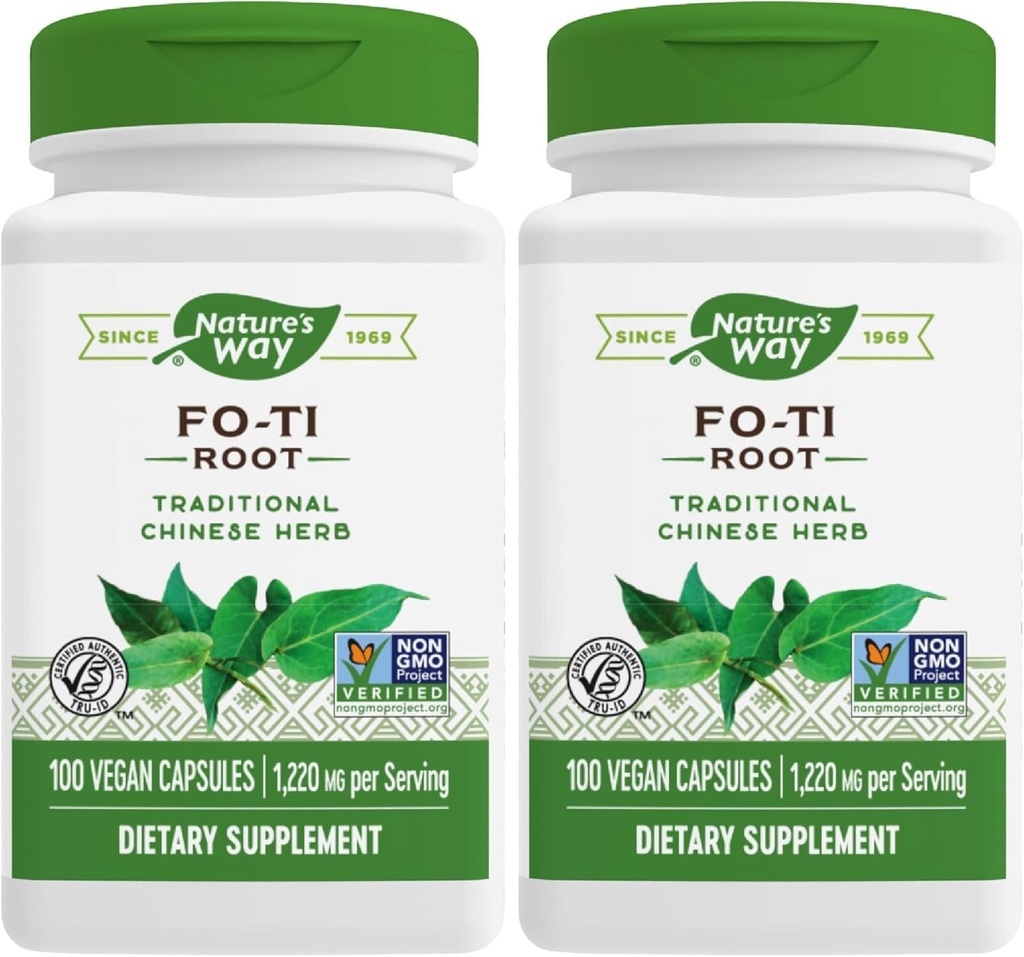 Nature's Way Fo-Ti juur, traditsiooniline hiina maitsetaim, 1220 mg serveerimise kohta, 100 kapslit (pakk 2)