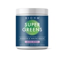 BIOHM Super Greens, Green Superfood Powder (8,5 Oz, 30 Servings) Antioksüdant Veggie Powder & Smoothie Mix, 34 Superfoods & Spirulina, Seedeensüümid, Prebiootikumid ja probiootikumid, segatud Marjamaitse