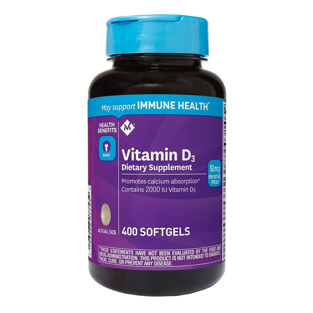 Liikme Mark Vitamiin D3 50 mcg (2000 RÜ) Toidulisandi (400 ct.)