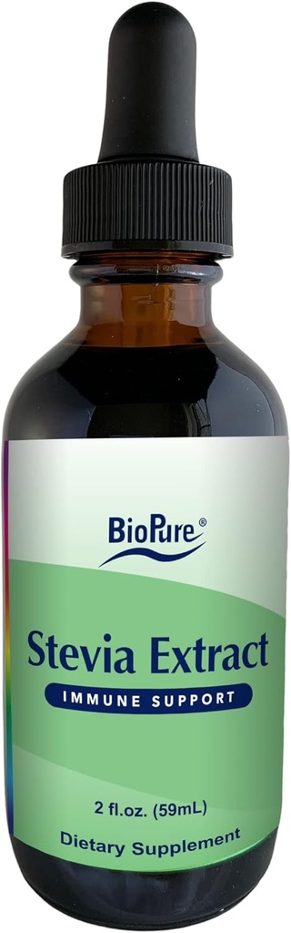 BioPure Stevia sertifitseeritud orgaaniline ekstrakt – terve lehttaimne tinktuur bioaktiivsete ühenditega, et toetada immuunsüsteemi funktsiooni, mikrobioomi tasakaalu ja soolestiku tervist – 2 fl oz