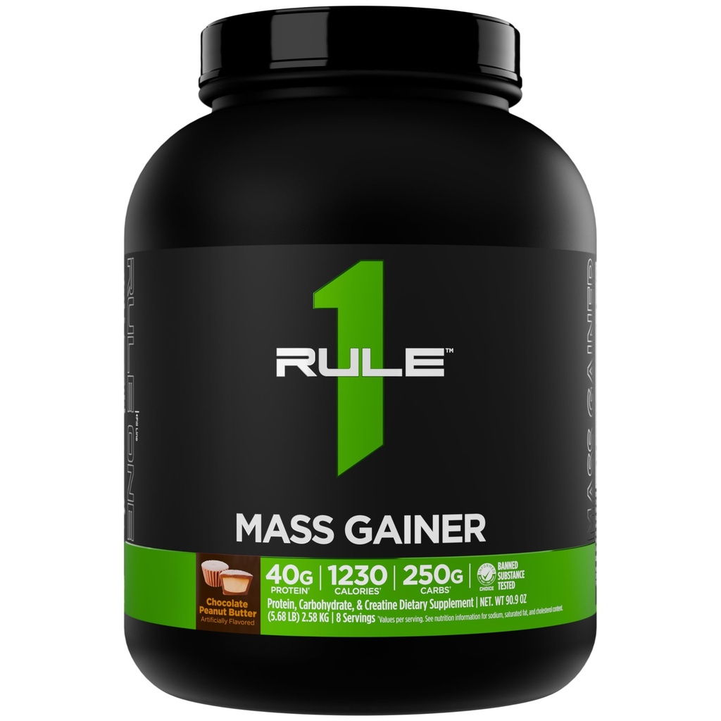 Reegel 1 Mass Gainer - Kõrge kalorsusega kaalutõusu valem 1220 + kalorit, 250 g + kompleksne süsivesikute segu, 40 g vadakuvalku serveerimise kohta (8 serveerimist, šokolaadi maapähklivõi)