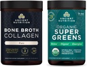 Ancient Nutrition Luupuljong Kollageen Pulber, Puhas, 30 Servings + Orgaanilised Supergreens Pulber, Rohelised Maitse, 25 Servings
