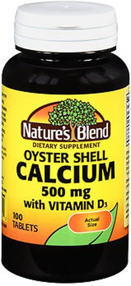Nature's Blend Oyster Shell Calcium 500mg koos D3-vitamiiniga, 100 tabletti (3. pakend)
