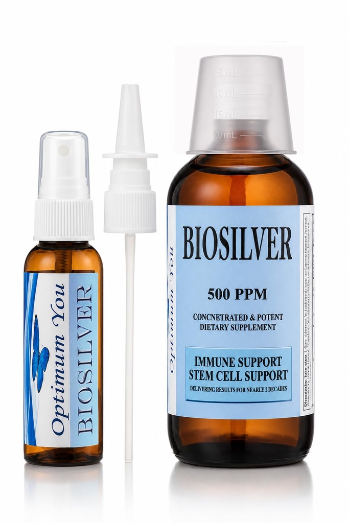 BIOSILVER | Kolloidne Hõbevedelik | 500 ppm, ekstra tugevus, 8 oz koos pihustuspudeliga | Immuunsüsteemi ja tüvirakkude tugi | Haavahooldus & Superior Healing
