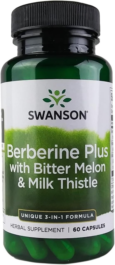 Swanson Berberine Plus koos Bitter Melon & Piimaohakas - 3-in-1 Formula 60 Caps