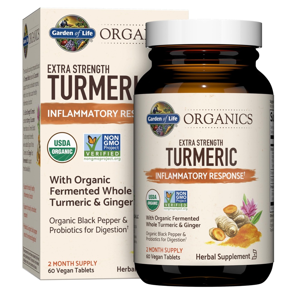 Eluaed Orgaanika Ekstra Tugevus Turmeeriline põletikuline vastus 60 tabletti- 100 mg kurkumiini (95% kurkuminoidid) Must pipar, probiootikumid, orgaaniline mitte-GMO Vegan Gluteen vaba taimsete täiendada