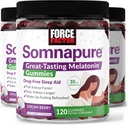 Jõufaktor Somnapure Gummies koos melatoniiniga täiskasvanutele, mitte-Habit-moodustavad uneabilisandid sügavale unele, jäävad kauem magama, ärkavad värskendatud, Dream Berry maitse, 360 Gummies (3. pakk)
