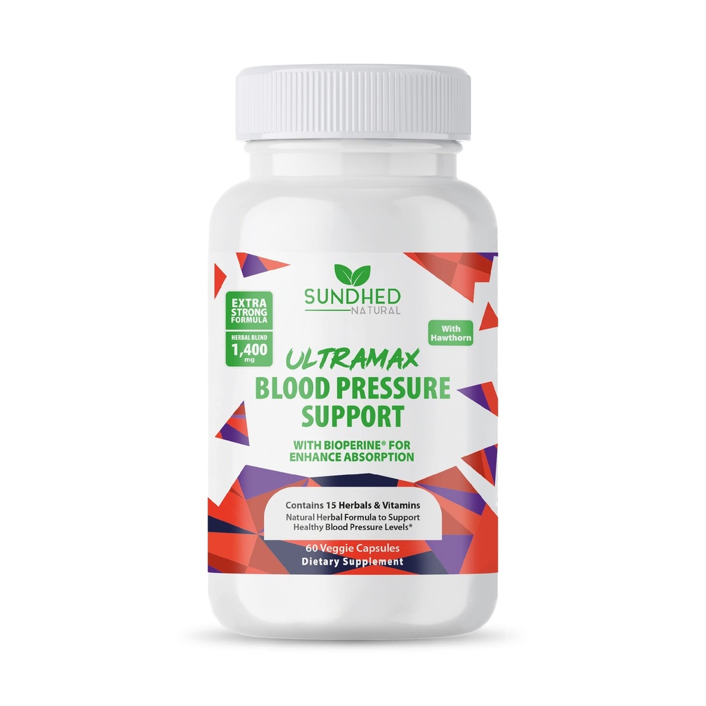 Sundhed Natrual UltraMax vererõhk bioperiiniga tõhustatud imendumiseks, Hawthorn Berry kapslid - multivitamiin - 60 kapslit