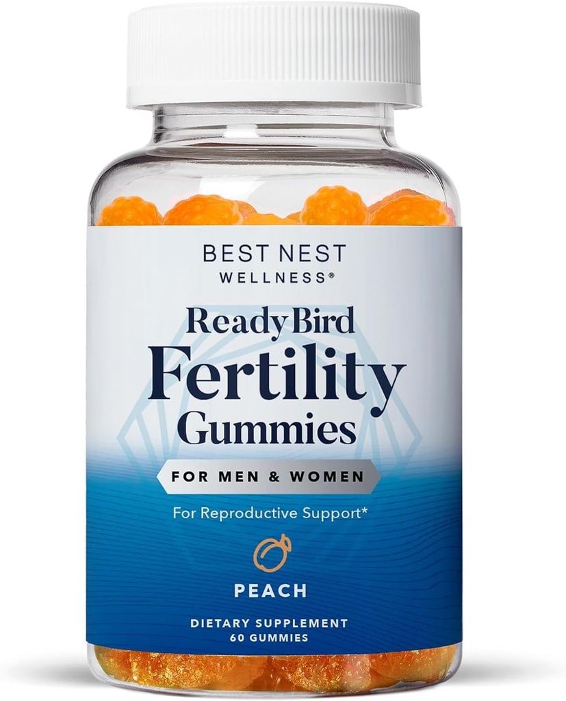 Parim Nest Wellness Fertility Gummies - Sünnieelne multivitamiin kontseptsiooni toetamiseks - Metüülitud vitamiinide toidulisand - Koensüüm Q10 - virsik, 60 kummikut