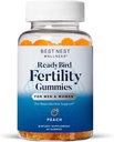Parim Nest Wellness Fertility Gummies - Sünnieelne multivitamiin kontseptsiooni toetamiseks - Metüülitud vitamiinide toidulisand - Koensüüm Q10 - virsik, 60 kummikut