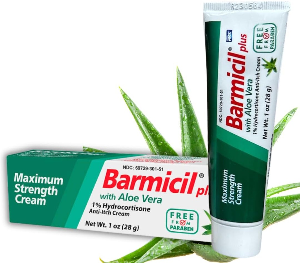 Plus Cream nahaallergiad Aloe Vera koos 1% hüdrokortisooniga Maksimaalne tugevus Anti-Itch sisaldab 1 oz Tube (28 Grams) Leevendab nahaallergiaid