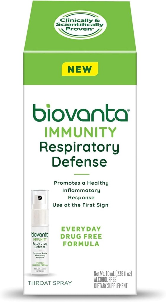 Biovanta immuunsus Throat Spray, 10 ml, looduslik immuuntoetus ja rahustav kurguvalu leevendamine, hingamisteede kaitse, soolestiku tervise toetamiseks mõeldud prebiootikumid