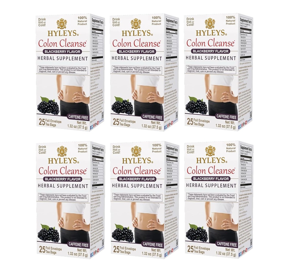 Hyleys Colon Cleanse Tee Blackberry Maitse (6 Pack - 150 Teekotid Kokku)