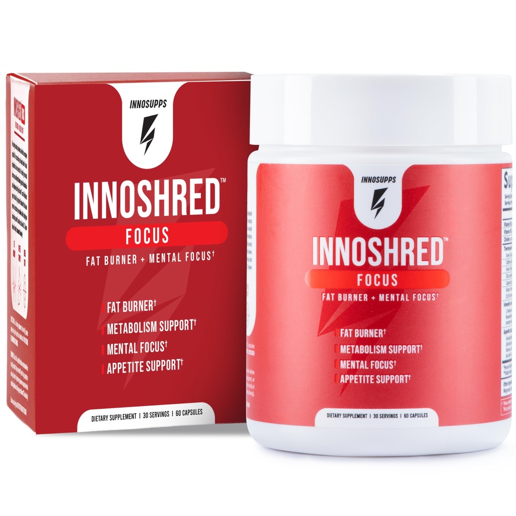 Inno Shred Focus Day Time Fat Burner, 100mg Capsimax, Paradiisi terad, orgaaniline kofeiin, rohelise tee ekstrakt, isu vähendav aine, kehakaalu langetamise toetus, 60 köögiviljakapslit (60 kapslit, fookusega)