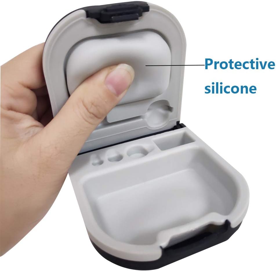 Kuulmisabi juhtum aku ladustamisega Slot Hard Small 0,59"*2.44"*1.57",Silicone Cushion, ITE, BTE kuulmisabivahendid (must)