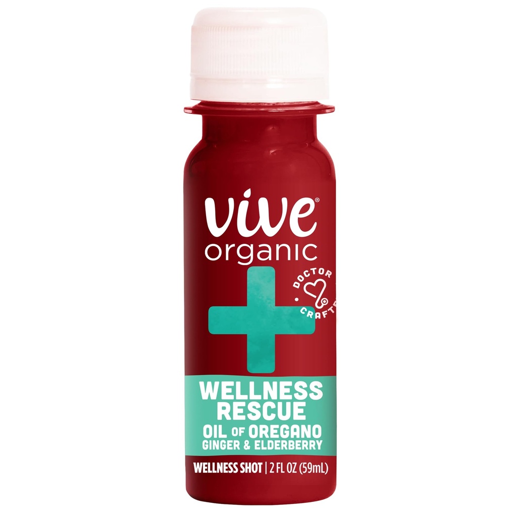 Vive Organic Wellness Rescue Shot, Ingver, Elderberry & Oil of Oregano, 2 Oz