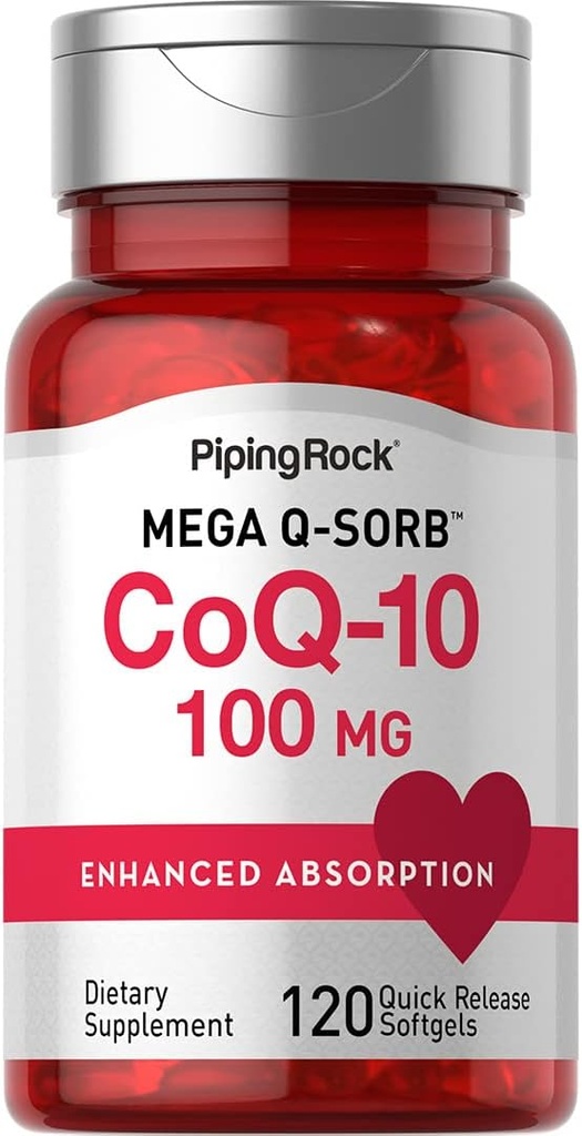 Piping Rock CoQ10 100mg | 120 Softgels | Black Pepper Extract | Non-GMO, Gluteenivaba täiendus