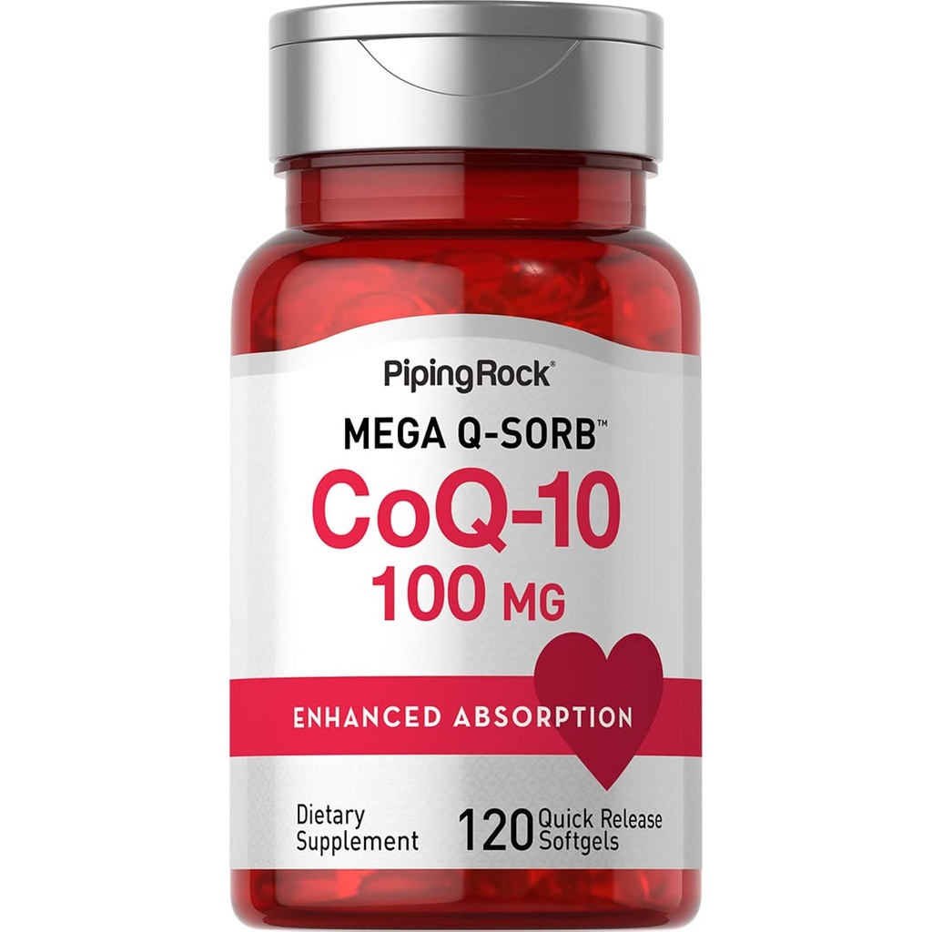Piping Rock CoQ10 100mg | 120 Softgels | with Black Pepper Extract | Non-GMO, Gluteenivaba täiendus